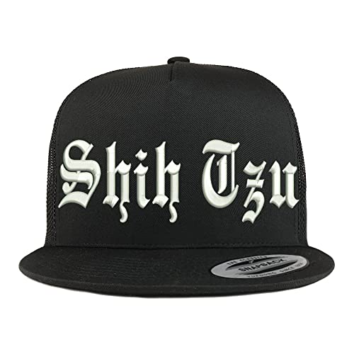 Trendy Apparel Shop Old English Shih Tzu 5 Panel Flatbill Trucker Cap