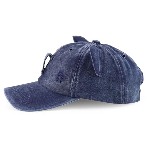 Trendy Apparel Shop Washed Cotton Cat Ear Baseball Cap with Sunglasses Holder