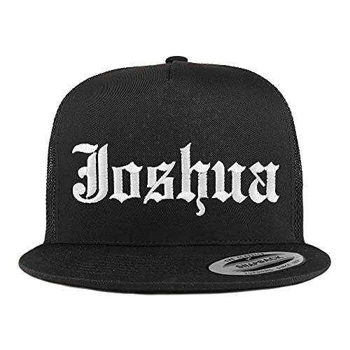 Trendy Apparel Shop Joshua Old English 5 Panel Flatbill Trucker Cap