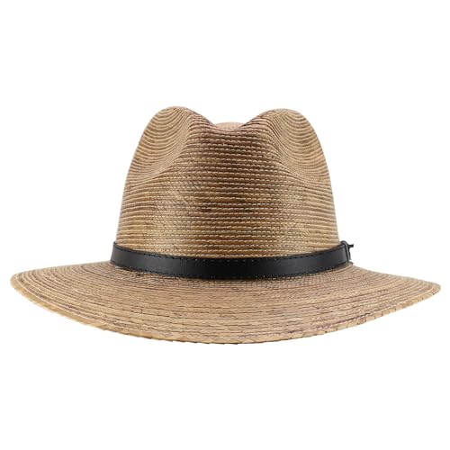 Trendy Apparel Shop Men's Plam Braid Fedora Hat with Leather Band