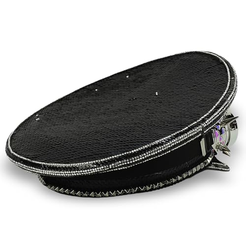 Trendy Apparel Shop Festival Party Sparkly Sequin Rhinestone Captain Hat