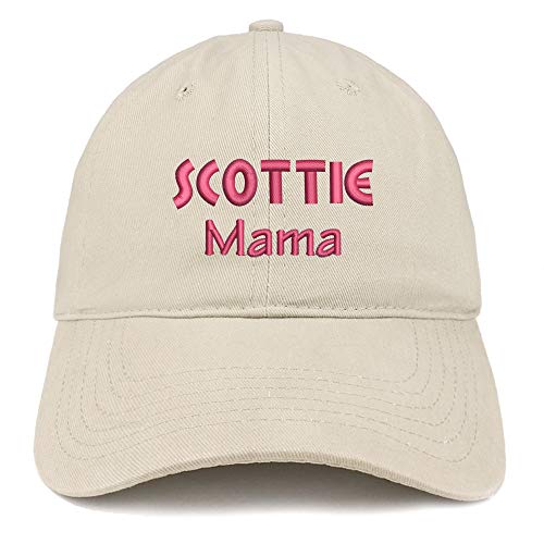 Trendy Apparel Shop Scottie Mom Embroidered Soft Crown 100% Brushed Cotton Cap