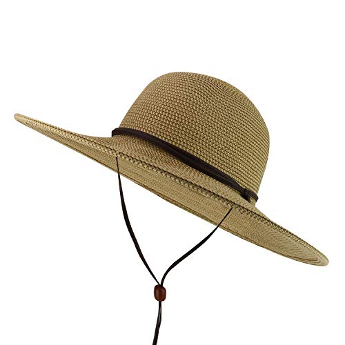 Trendy Apparel Shop UPF 50+ Paper Braid Tweed 4" Brim Sun Hat with Chin Cord