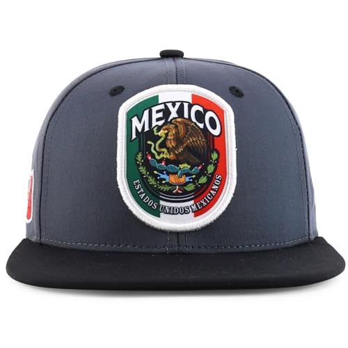 Trendy Apparel Shop 6 Panel Structured Mexico Eagle Flat Bill Snapback Baseball Cap