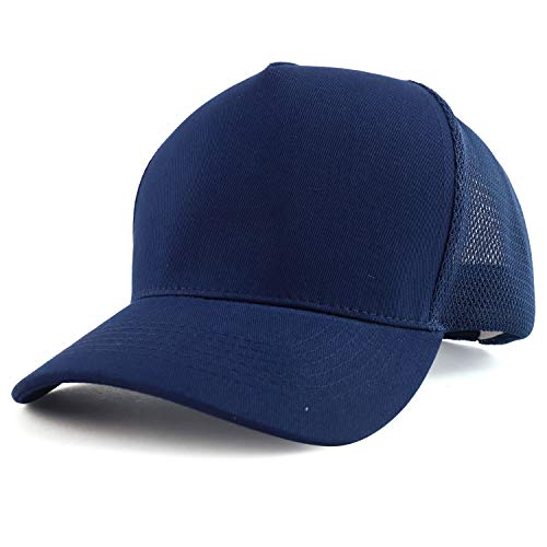 Trendy Apparel Shop Oversized Big 5 Panel Cotton Mesh Back Trucker Baseball Cap