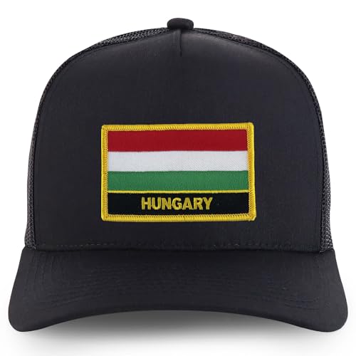 Trendy Apparel Shop Hungary Flag Embroidered Patch 5 Panel Pro Style Mesh Back Cap