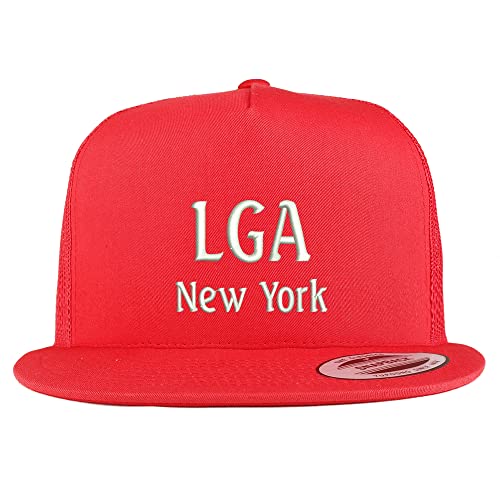 Trendy Apparel Shop LGA New York Embroidered 5 Panel Flatbill Trucker Cap