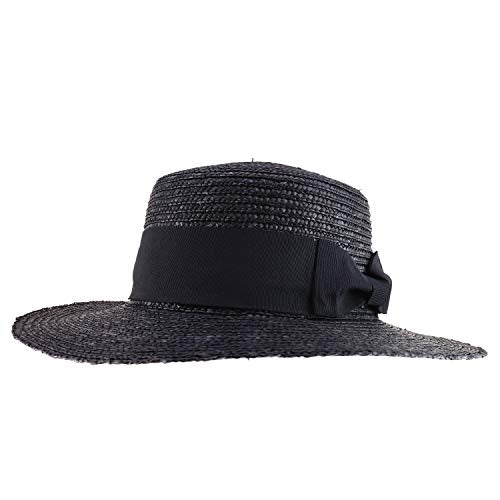 Trendy Apparel Shop Women's 3.25" Brim Wide Ribbon Band Straw Sun Hat