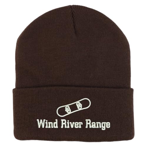 Trendy Apparel Shop Wind River Range Snowboard Logo Embroidered Long Cuff Beanie