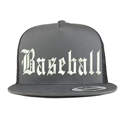 Trendy Apparel Shop Old English Baseball 5 Panel Flatbill Trucker Cap