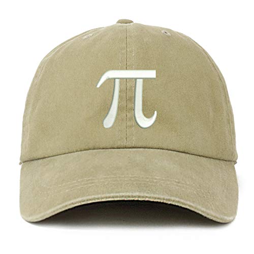 Trendy Apparel Shop XXL PI Day Symbol Embroidered Unstructured Washed Pigment Dyed Baseball Cap
