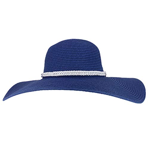 Trendy Apparel Shop Anchor Decorated Band Paper Braid Wide Brim Sun Hat