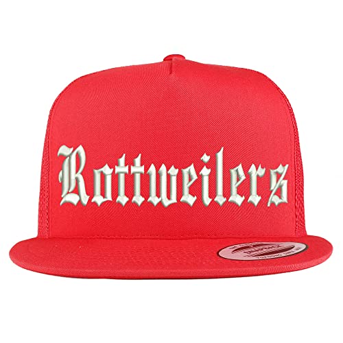 Trendy Apparel Shop Old English Rottweilers 5 Panel Flatbill Trucker Cap