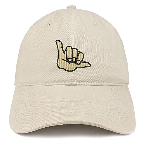 Trendy Apparel Shop Hang Loose Embroidered Soft Crown 100% Brushed Cotton Cap