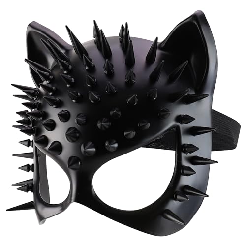 Trendy Apparel Shop Women's Steampunk Splike Cat Half Mask Costume Acc