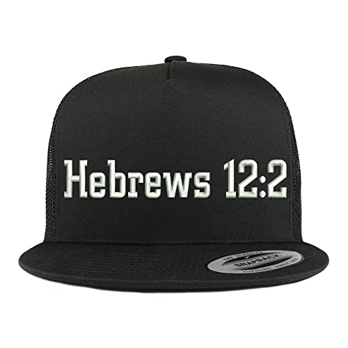 Trendy Apparel Shop Hebrews 12:2 5 Panel Flatbill Trucker Cap