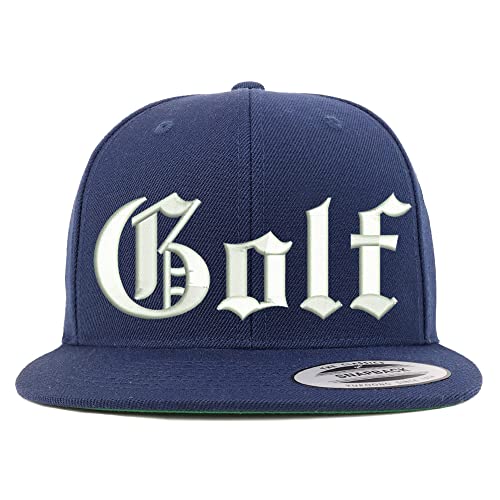Trendy Apparel Shop Old English Golf Embroidered Flatbill Snapback