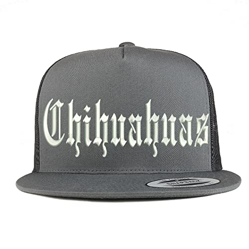 Trendy Apparel Shop Old English Chihuahuas 5 Panel Flatbill Trucker Cap