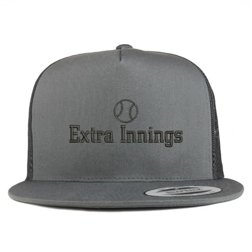 Trendy Apparel Shop Football Extra Innings Embroidered 5 Panel Flatbill Trucker Mesh Cap