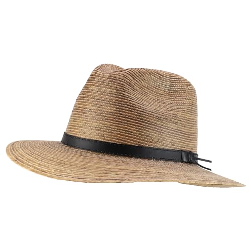 Trendy Apparel Shop Men's Plam Braid Fedora Hat with Leather Band