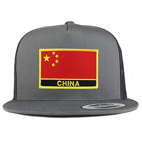 Trendy Apparel Shop Flexfit XXL China Flag 5 Panel Flatbill Trucker Mesh Snapback Cap