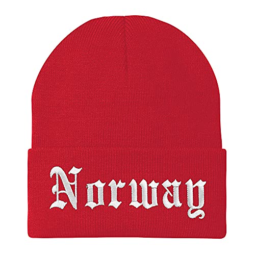Trendy Apparel Shop Norway Old English Embroidered Long Cuff Beanie