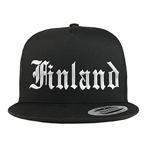 Trendy Apparel Shop Finland Old English 5 Panel Flatbill Trucker Cap