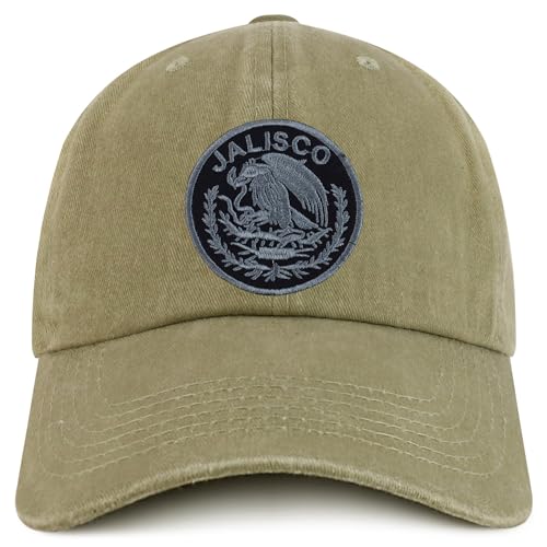 Trendy Apparel Shop Jalisco Mexico Charcoal Embroidered Patch Pigment Dyed Washed Baseball Cap