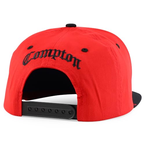 Trendy Apparel Shop 3D Compton Old English Font Embroidered Flat Bill Snapback Cap