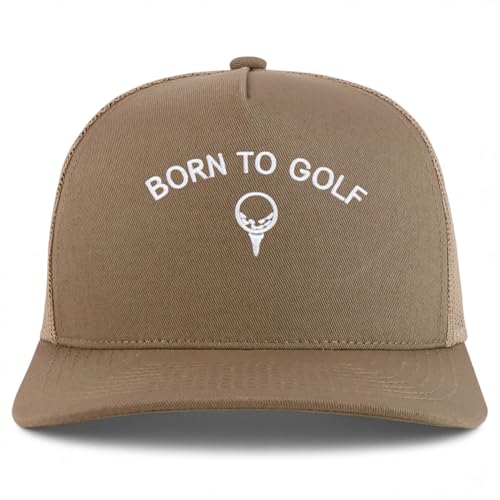 Trendy Apparel Shop Born to Golf Embroidered 5 Panel Snapback Trucker Cap
