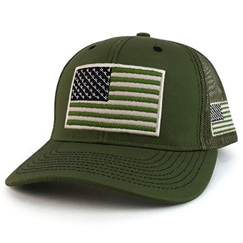 Trendy Apparel Shop 3D USA Flag Embroidered Structured Snapback Mesh Back Cap