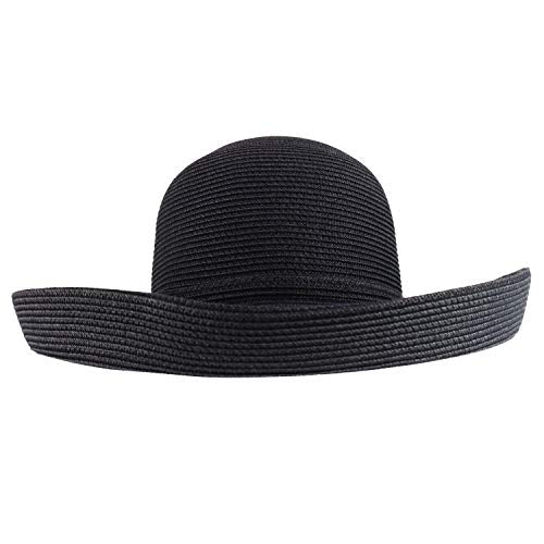Trendy Apparel Shop Women's UPF 50+ Soft Paper Braid Large Kettle Brim Sun Hat