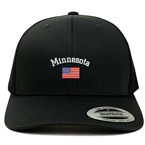Trendy Apparel Shop Minnesota USA Flag 6 Panel Trucker Mesh Cap