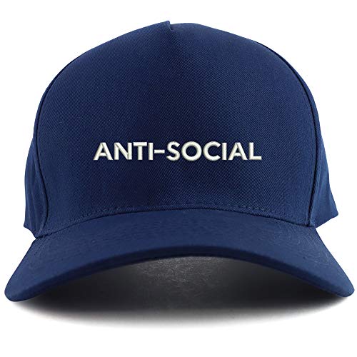 Trendy Apparel Shop Anti-Social Embroidered Oversized 5 Panel XXL Baseball Cap