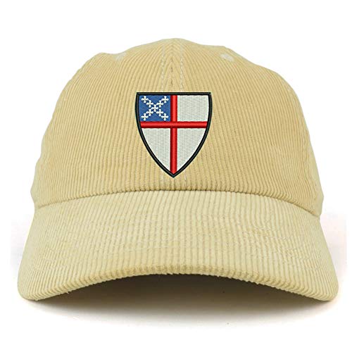 Trendy Apparel Shop Episcopal Shield Cotton Corduroy Unstructured Baseball Cap