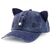 Trendy Apparel Shop Washed Cotton Cat Ear Baseball Cap with Sunglasses Holder