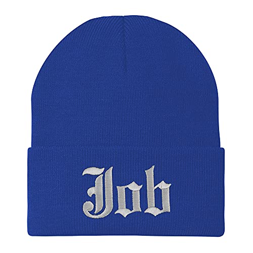 Trendy Apparel Shop Job Old English Embroidered Long Cuff Beanie