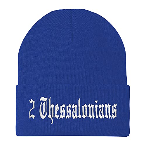 Trendy Apparel Shop 2 Thessalonians Old English Embroidered Long Cuff Beanie
