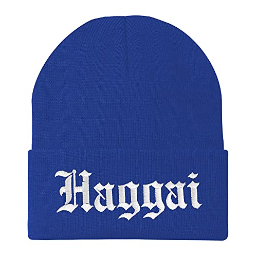 Trendy Apparel Shop Haggai Old English Embroidered Long Cuff Beanie