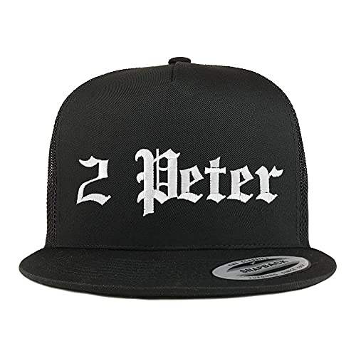Trendy Apparel Shop 2 Peter Old English 5 Panel Flatbill Trucker Cap