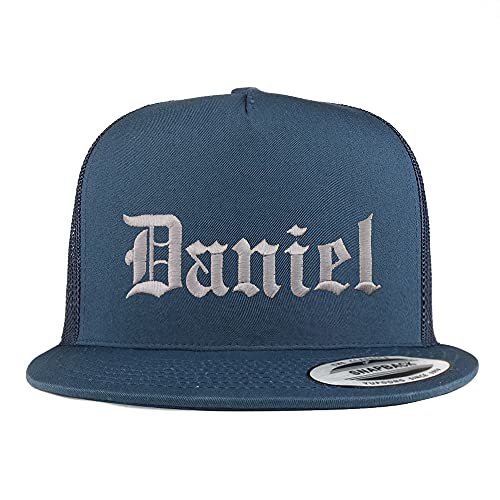 Trendy Apparel Shop Daniel Old English 5 Panel Flatbill Trucker Cap