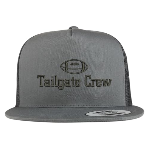 Trendy Apparel Shop Football Tailgate Crew Embroidered 5 Panel Flatbill Trucker Mesh Cap