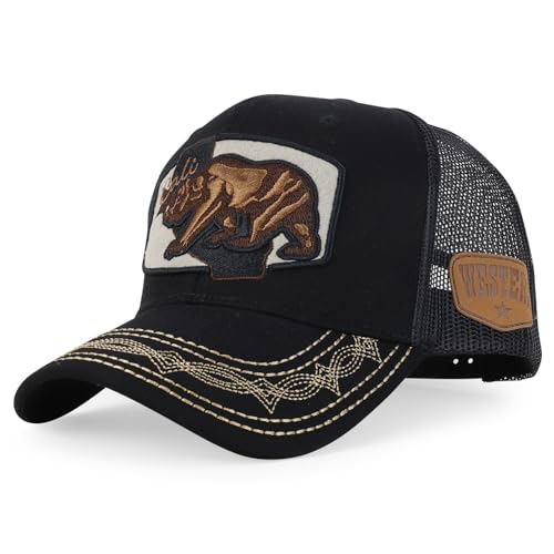 Trendy Apaprel Shop Cali Bear Embroidered Western Trucker Cap