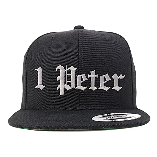 Trendy Apparel Shop 1 Peter Old English Embroidered Flatbill Snapback