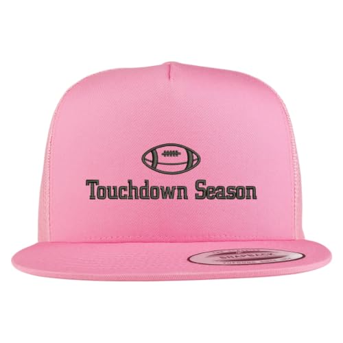 Trendy Apparel Shop Football Touchdown Season Embroidered 5 Panel Flatbill Trucker Mesh Cap