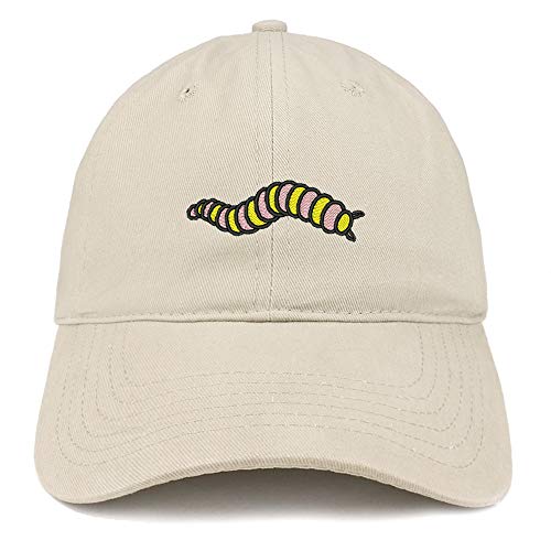 Trendy Apparel Shop Caterpillar Squirm Embroidered Soft Crown 100% Brushed Cotton Cap
