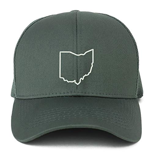 Trendy Apparel Shop XXL Ohio State Outline Embroidered Structured Trucker Mesh Cap