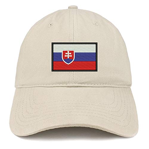 Trendy Apparel Shop Flag of Slovakia Embroidered Soft Crown 100% Brushed Cotton Cap