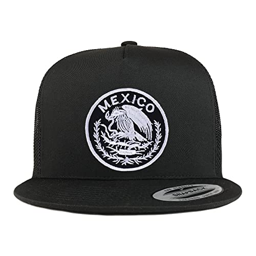 Trendy Apparel Shop Circular Mexico Patch 5 Panel Flatbill Trucker Cap