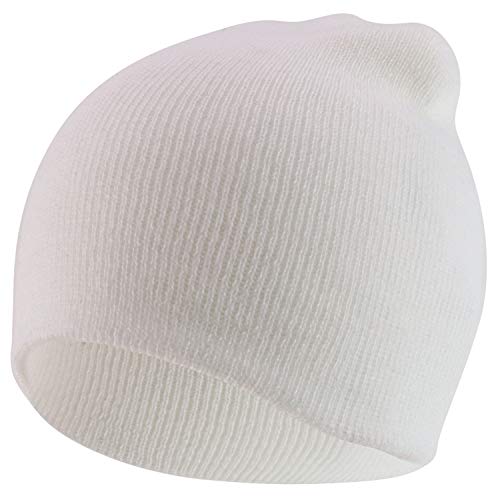 Trendy Apparel Shop Made in USA Plain Acrylic Winter Knit Short Winter Beanie